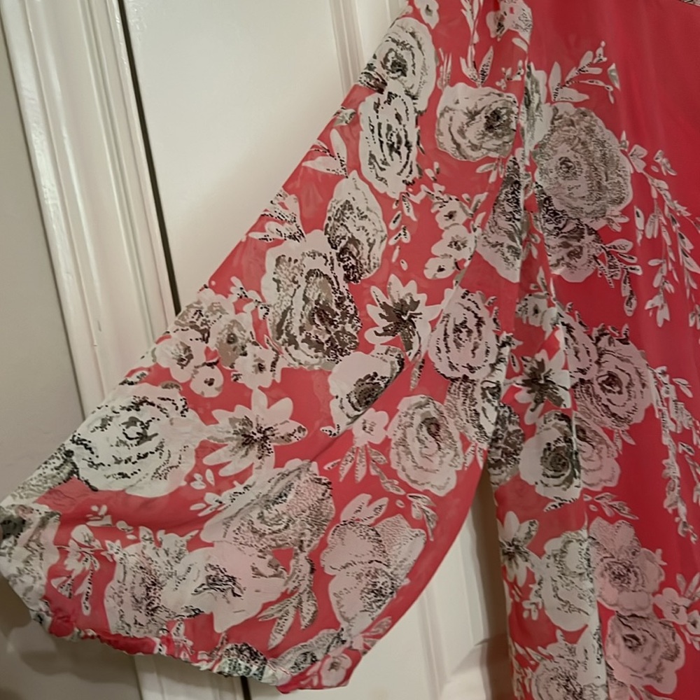 Adrianna Papell chiffon floral overlay dress - Picture 6 of 6